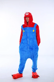 Взрослые Кигуруми Мужские Пижама Kigurumi Супер Марио Super Mario Красно-синий S 145-155 см. (1108/1)