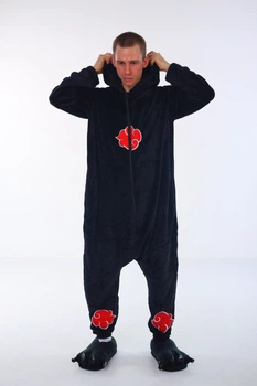 Пижама кигуруми для Мужчин Kigurumi Косплей Аниме Наруто Акацуки Akatsuki Cosplay Черный М 155-165 см. (1107)