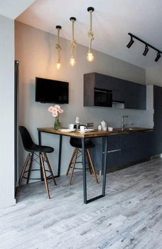 Дизайнерская Барная стойка из натурального дерева Loft Design 120х40х100h Черный / Дерево ATL336