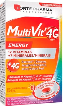 Kompleks witamin i minerałów Fort Pharma Multivit 4G Energy 30 Tablets (8470001947741)