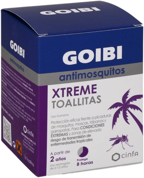 Серветки від комарів Goibi Xtreme Mosquito Repellent Wipes 16 Uts (8470003106023)