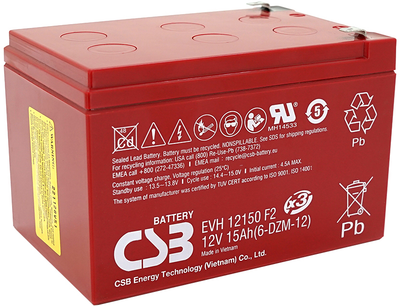 Аккумуляторная батарея CSB EVH12150 12V 15Ah (YT00015)