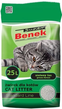 Żwirek dla kotów zbrylajacy Super Benek Standard Zielony Las 25l (20kg) (5905397010722)