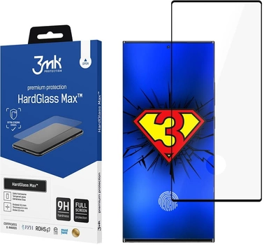 Захисне скло 3MK HardGlass Max для Samsung Galaxy S22 Ultra (SM-S908) Black (5903108456159)