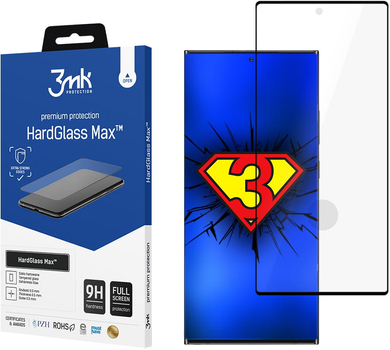 Захисне скло 3MK HardGlass Max для Samsung Galaxy S23 Ultra (SM-S918) Black (5903108496339)