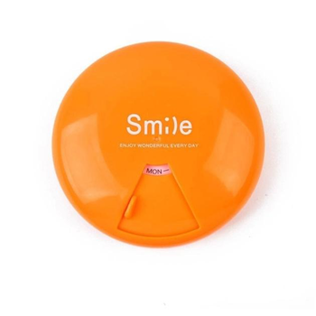 Карманная таблетница органайзер для таблеток Smile 1 неделя 7 ячеек Оранжевый