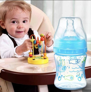 Пляшка антиколікова з широким отвором (Блакитний) 120 мл. (0+) "BabyOno"