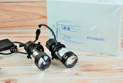 Мини-Линзы Цоколь H4 линза с светотеневой границей в 6000K 12-24V 70W (16000Lm) в штаные места!
