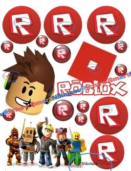 Сахарна їстівна картинка роблокс, ROBLOX вис.10см, вис.8*12,5см, Ø6см для дітей на торт (SNP - 01920)