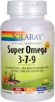 Kwasy tłuszczowe Solaray Super Omega 3-7-9 120 Perlas (76280610093)
