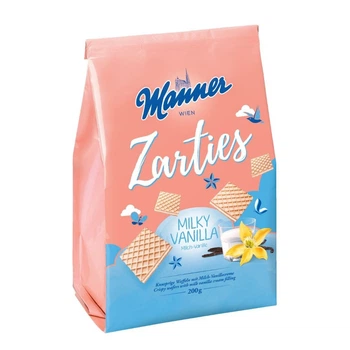 Вафли Manner Zarties с начинкой молочная ваниль, 200 г