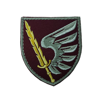 Шеврон, нарукавна емблема з вишивкою Меч із крилом, на липучці Розмір 70×95мм Бордовий