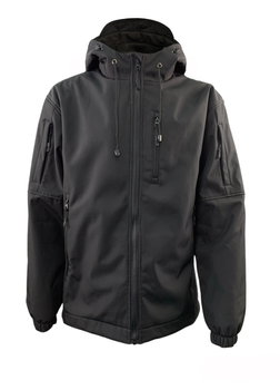 Куртка Tactic4Profi софтшел чорна з підкладкою фліс розмір S (44)
