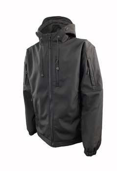 Куртка Tactic4Profi софтшел чорна з підкладкою фліс розмір S (44)