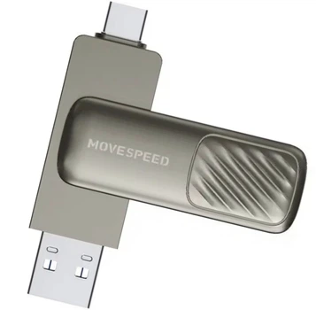 Флешка Металлическая Movespeed U1 Pro 2 в 1 USB 3.0 + OTG Type-C USB3.1 64Гб Black