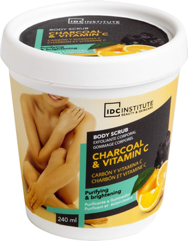 Peeling do ciała Idc Institute Sugar Body Scrub Charcoal and Vitamin C 240 ml (8436576501511)