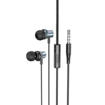 Наушники HOCO Encourage METAL universal earphones with mic M110 серые
