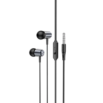 Наушники Hoco Spring metal universal earphones with mic M108 серые