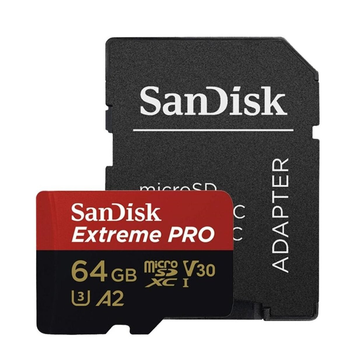 Карта памяти microSDXC SanDisk Extreme Pro 64Gb c10 V30 (R200MB/s,W90MB/s)+(adapter) SDSQXCU-064G-GN6MA