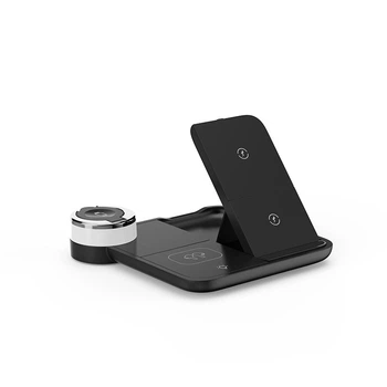 Док станция беспроводное зарядное Qi 4в1 Wireless Charger JYD X499 5-15W Watch/Airpods/Phone RGB light black