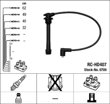 Дріт запалювання 0709 HYUNDAI, KIA вир-во NGK NGK (RCHD407)