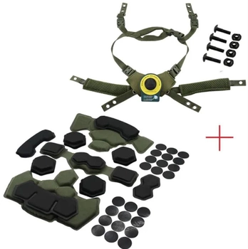 Подвесная система и Демпферные подушки для шлема, накладки в шлем, четырех точечная система бежевый олива