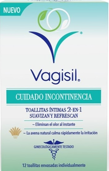 Серветки для інтимної гігієни Vagisil Incontinence Care Intimate Wipes 12 шт (8413853798000)