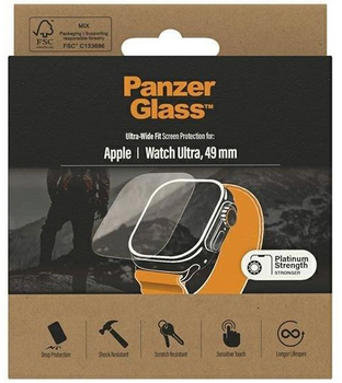 Захисне скло Panzer Glass Ultra-Wide Fit для Apple Watch Ultra 49 mm Platinium Strength (5711724036804)
