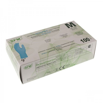 Перчатки нитриловые SFM упаковка 100 штук размер M без пудры (2000006140739)