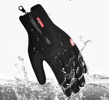 Тактичні водовідштовхуючі рукавиці з флісовою підкладкою зручні і теплі Black L