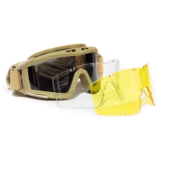 Защитные тактические очки-маска со сменным стеклом Coyote