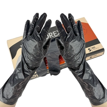 Одноразовые перчатки FLOREX, черный S, 100 шт Reflex