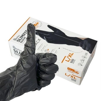 Одноразові рукавички Slimfit, TPE, чорний, L/XL, 100 шт Reflex