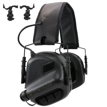 Тактичні навушники Earmor М31 + кріплення на шолом OPS Core чебурашка Чорний (900892) Kali