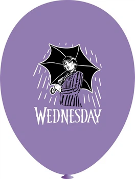 Куля латексна 12" 30 см з малюнком Венсдей Wednesday під дощем Фіолетовий
