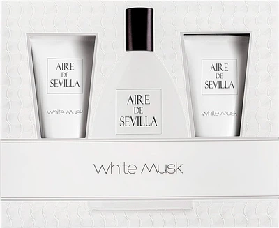Zestaw damski Instituto Espanol Aire De Sevilla White Musk Woda toaletowa 150 ml + Krem ​​do ciała 150 ml + Żel pod prysznic 150 ml (8411047136355)