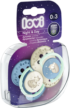 Пустушка Lovi Night&Day Boy силіконова динамічна 0-3 місяців 2 шт (22/913boy)