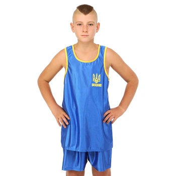 Форма для бокса детская боксерская форма Zelart Ukraine 8941 размер S (125-135см) Blue-Yellow