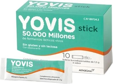 Пробіотик Alfasigma Yovis 10 Stick Bucodispensable 50 000 мільйонів активних ферментів (8470001897343)
