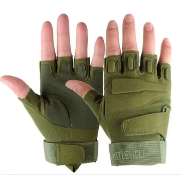 Перчатки беспалые BlackHawk зеленые без пальцев США L (1077)
