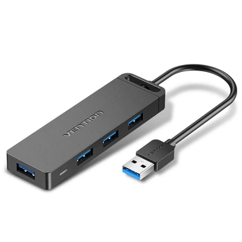 USB-хаб Vention 4-Port USB 2.0 з micro USB живленням 0.15M Black(CHLBB)