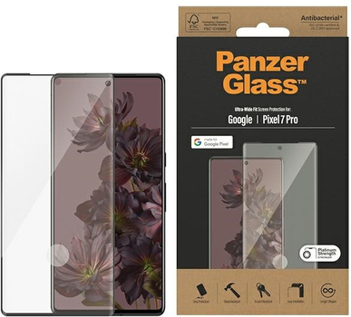 Захисне скло Panzer Glass Ultra-Wide Fit для Google Pixel 7 Pro антибактеріальне Black (5711724047732)