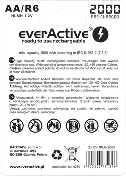 Акумулятор everActive R6/AA 2000 mAH блістер 2 шт. Ready-To-Use (EVHRL6-2000-2BL)