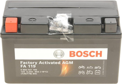 Мотоаккумулятор Bosch 12 В 6.5 А/час электролит в комплекте 2.7 кг (0 986 FA1 190)