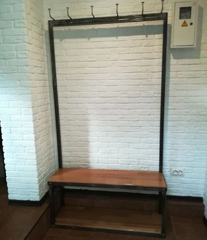 Дизайнерская Напольная вешалка в стиле Loft Design 110x30x180h Серый/Дерево ATL118
