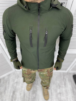 Куртка L тактична ML - 517 Оливкова, демісезонна флісова для військових софтшелл з капюшоном