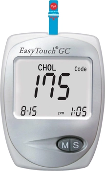 Глюкометр з функцією вимірювання холестерину в крові EasyTouch GC (ЕТ-202) + Тестові смужки для глюкометра EasyTouch 50 шт (4767) + Тестові смужки EasyTouch для вимірювання рівня холестерину в крові 25 шт (4768) 
