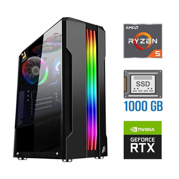 Игровой ПК Tower / AMD Ryzen 5 4500 (6 (12) ядер по 3.6 - 4.1 GHz) / 32 GB DDR4 / 1000 GB SSD / nVidia GeForce RTX 4060, 8 GB GDDR6, 128-bit