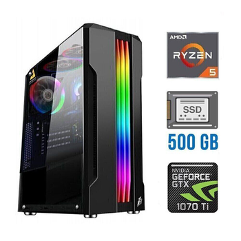 Игровой ПК Tower / AMD Ryzen 5 4500 (6 (12) ядер по 3.6 - 4.1 GHz) NEW / 16 GB DDR4 NEW / 500 GB SSD NEW / nVidia GeForce GTX 1070 Ti, 8 GB GDDR5, 256-bit б/у