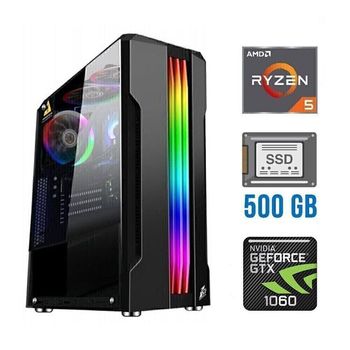 Игровой ПК Tower / AMD Ryzen 5 4500 (6 (12) ядер по 3.6 - 4.1 GHz) NEW / 16 GB DDR4 NEW / 500 GB SSD NEW / nVidia GeForce GTX 1060, 3 GB GDDR5, 192-bit б/у